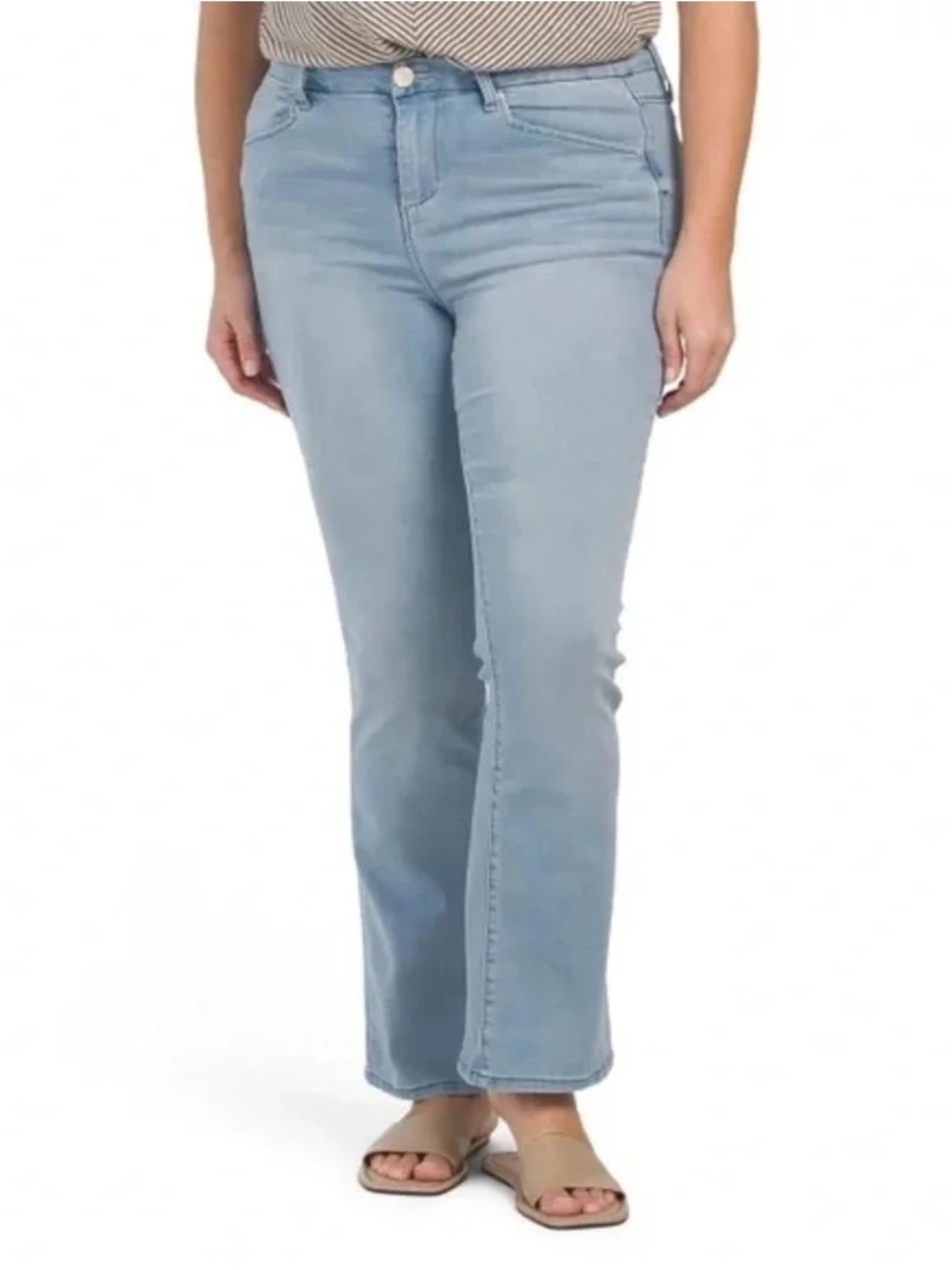 1822 Denim | Light Blue High-Rise Stretch Straight Leg Jeans